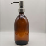 Amber Brown Various Size Glass Soap Dispenser with Stainless Steel Pumps