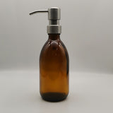 Amber Brown Various Size Glass Soap Dispenser with Stainless Steel Pumps