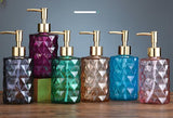 Diamond Fancy Glass Bottle With Soap Dispenser Pump