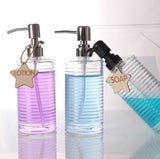 Horizontal Stripes Cylinder Clear Glass Bottle For Soap Dispenser