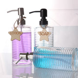 Horizontal Stripes Cylinder Clear Glass Bottle For Soap Dispenser