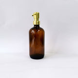 Amber Glass Bottle Boston Bottle Soap Dispenser With Replacable Stainless Steel Pump GB-500-1