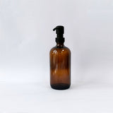 Amber Glass Bottle Boston Bottle Soap Dispenser With Replacable Stainless Steel Pump GB-500-1