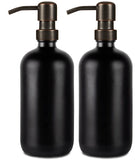 Black Glass Boston Bottle Soap Dispenser With Metal Dispenser Pump GB-500S