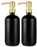 Black Glass Boston Bottle Soap Dispenser With Metal Dispenser Pump GB-500S