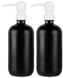 Black Glass Boston Bottle Soap Dispenser With Metal Dispenser Pump GB-500S