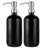 Black Glass Boston Bottle Soap Dispenser With Metal Dispenser Pump GB-500S