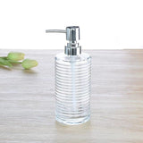 Horizontal Stripes Cylinder Clear Glass Bottle For Soap Dispenser