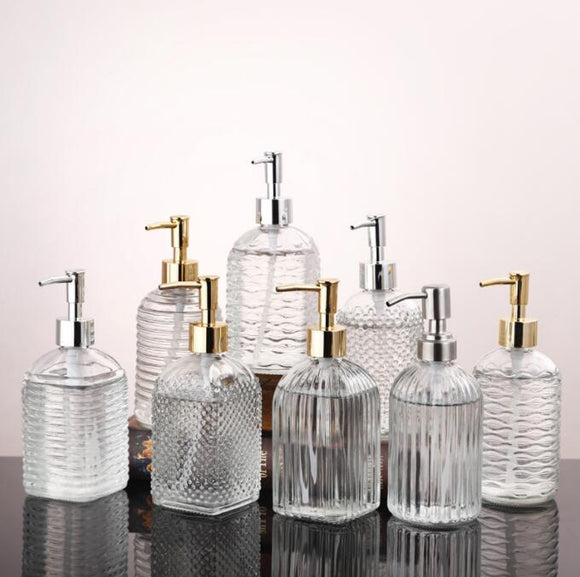 High Quality Fancy Glass Bottle Soap Dispenser with or without Pump