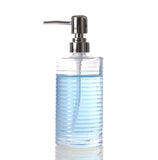 Horizontal Stripes Cylinder Clear Glass Bottle For Soap Dispenser