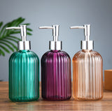 Colorful Painted Fancy Glass Bottle Vertical Line Soap Dispenser GB-400B