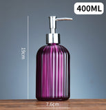 Colorful Painted Fancy Glass Bottle Vertical Line Soap Dispenser GB-400B