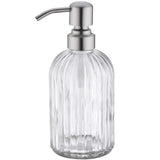 Fancy Glass Bottle Vertical Line Clear Bottle 400ml with Metal Soap Pump GB-400C
