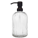 Fancy Glass Bottle Vertical Line Clear Bottle 400ml with Metal Soap Pump GB-400C