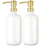White Glass Boston Bottle Soap Dispenser With Replacable Stainless Steel Pump GB-500W